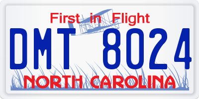 NC license plate DMT8024