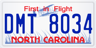 NC license plate DMT8034