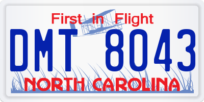 NC license plate DMT8043