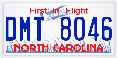 NC license plate DMT8046