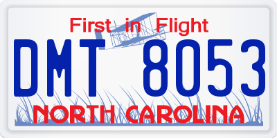 NC license plate DMT8053