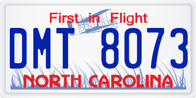 NC license plate DMT8073
