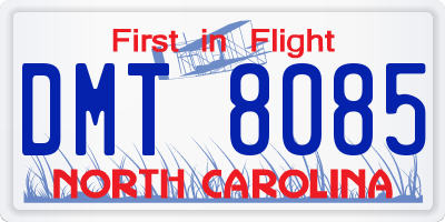 NC license plate DMT8085