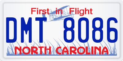 NC license plate DMT8086