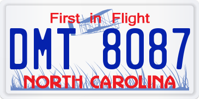 NC license plate DMT8087