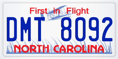 NC license plate DMT8092