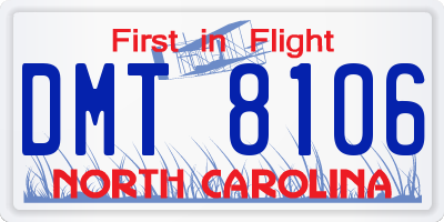 NC license plate DMT8106