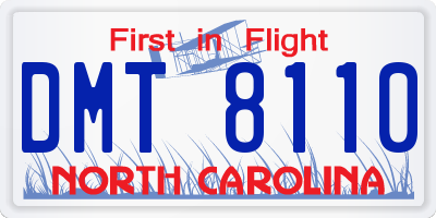 NC license plate DMT8110