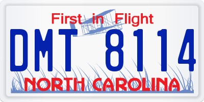 NC license plate DMT8114