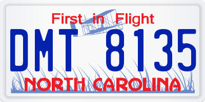 NC license plate DMT8135