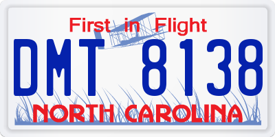 NC license plate DMT8138