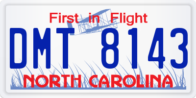 NC license plate DMT8143