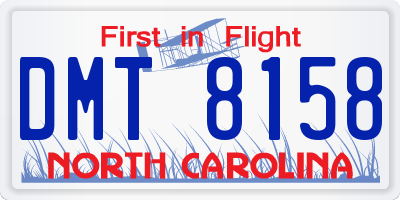 NC license plate DMT8158
