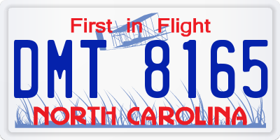 NC license plate DMT8165