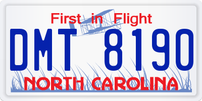 NC license plate DMT8190