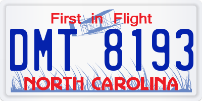 NC license plate DMT8193