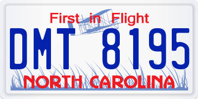 NC license plate DMT8195