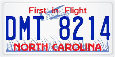 NC license plate DMT8214