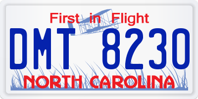 NC license plate DMT8230