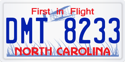NC license plate DMT8233