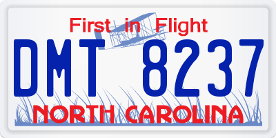 NC license plate DMT8237