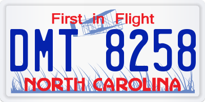 NC license plate DMT8258