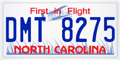NC license plate DMT8275