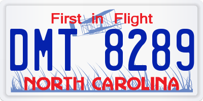 NC license plate DMT8289