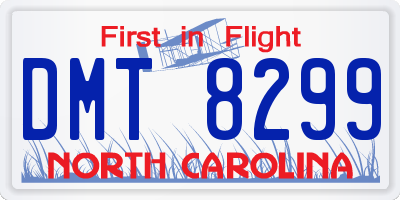 NC license plate DMT8299