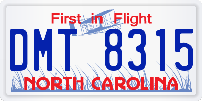 NC license plate DMT8315