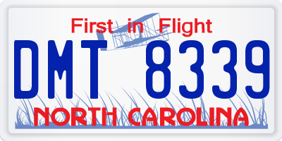 NC license plate DMT8339