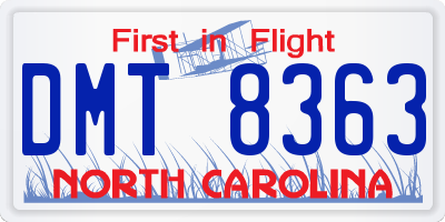NC license plate DMT8363