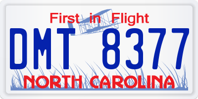 NC license plate DMT8377