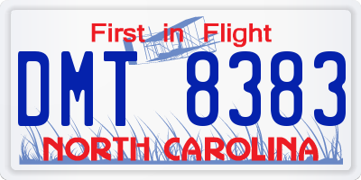NC license plate DMT8383