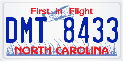 NC license plate DMT8433