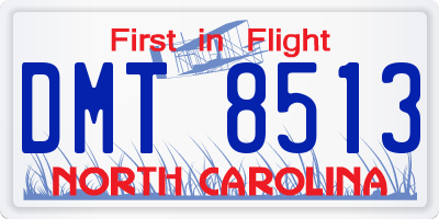 NC license plate DMT8513