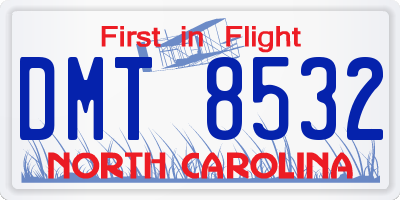 NC license plate DMT8532