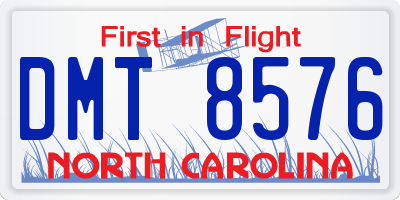 NC license plate DMT8576