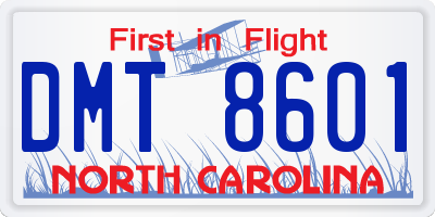 NC license plate DMT8601