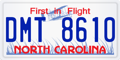 NC license plate DMT8610