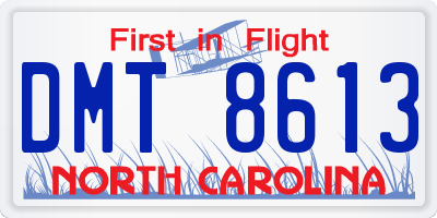 NC license plate DMT8613