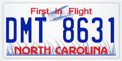 NC license plate DMT8631