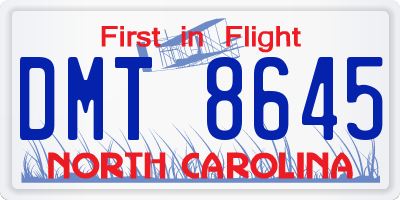 NC license plate DMT8645