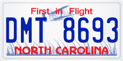 NC license plate DMT8693