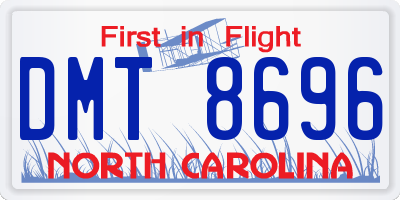 NC license plate DMT8696