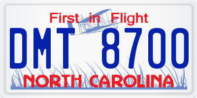 NC license plate DMT8700
