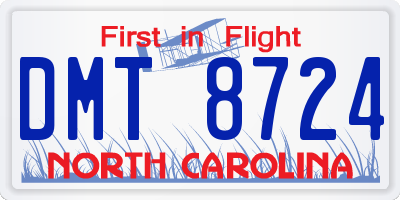 NC license plate DMT8724