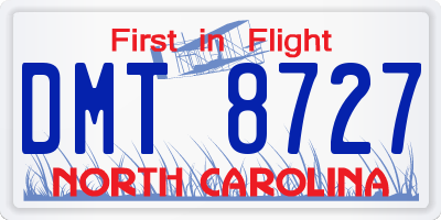 NC license plate DMT8727