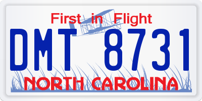 NC license plate DMT8731
