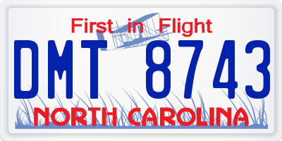 NC license plate DMT8743